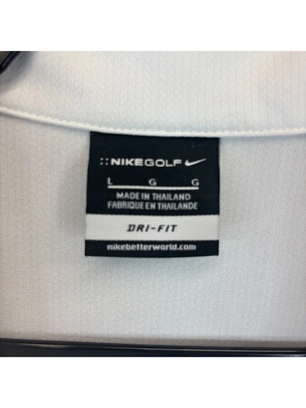 Nike John Deere Men's Size Large White Golf Dri-Fit Polo Golf Shirt Swoosh Logo